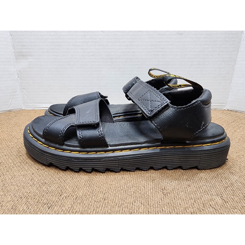 Dr Martens Kids Vossie J Black Leather Chunky Sandals Size 4 US SoftWair